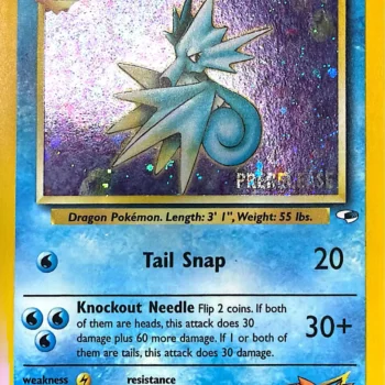 Misty's Seadra Rare Holo (9/132) gym heroes prerelease stamp - EX/NM
