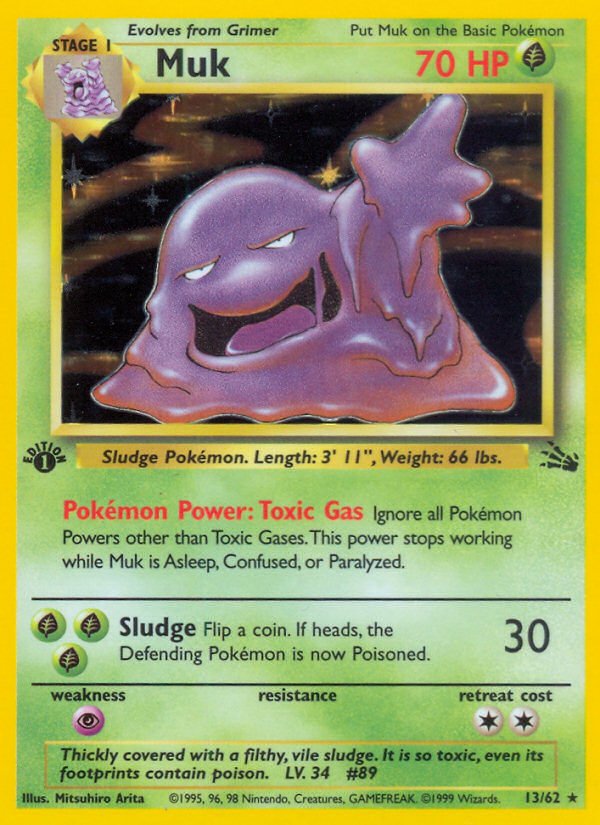 10972-base3-13-Muk-Rare-13-62-Fossil-1st-ed-GD Muk Rare (13/62) Fossil 1st ed - GD - Afbeelding 1