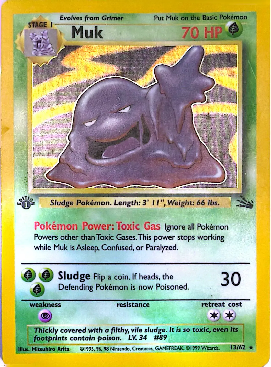 10972-base3-13-Muk-Rare-13-62-Fossil-1st-ed-GD Muk Rare (13/62) Fossil 1st ed - GD - Afbeelding 1